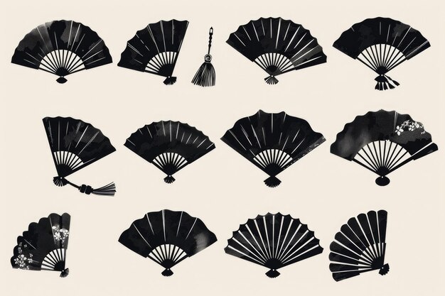 Photo a collection of black and white photos of a fan perfect for interior design projects