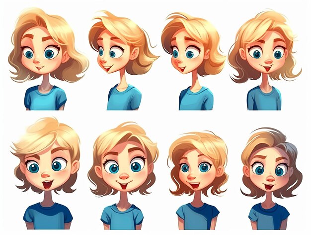 Photo collection of blonde girl illustration