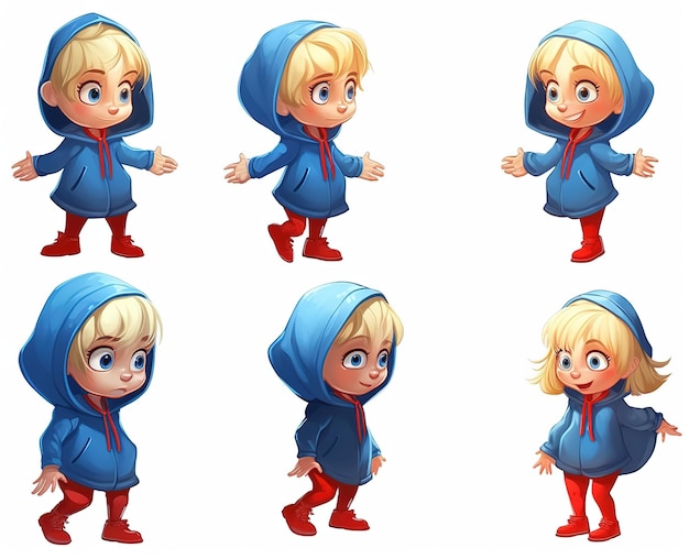 Collection of blonde toddler child illustration