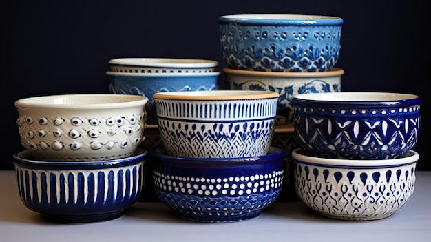 A collection of blue and white pottery from the collection.