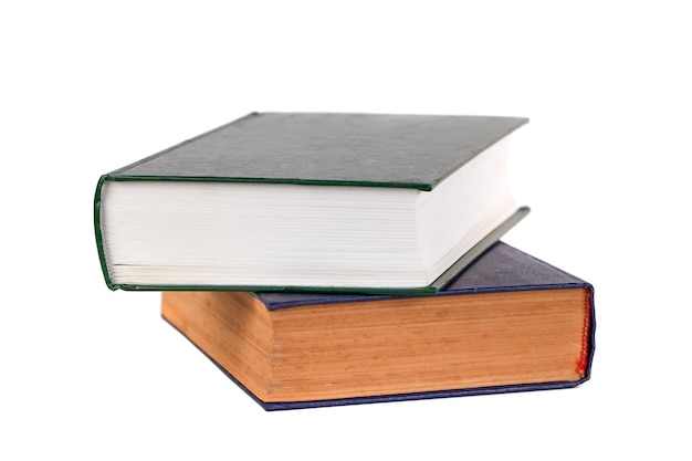 Photo collection of books isolated on white, education