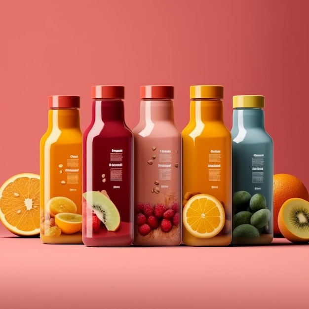 a collection of bottles of juices including one that says " organic ".