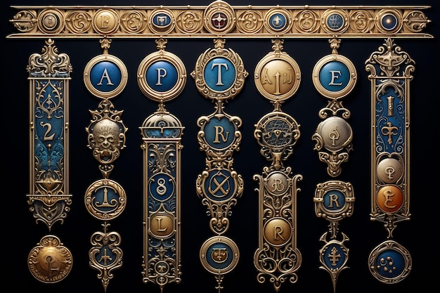 a collection of brass and brass items including the letter t