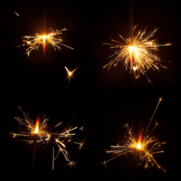 Photo collection of burning sparklers