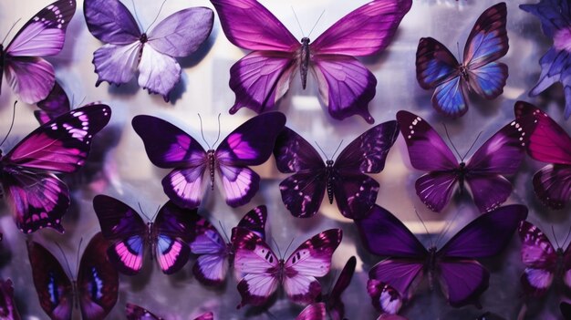 Premium AI Image | A collection of butterflies on a wall