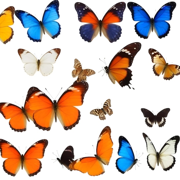 Foto una collezione di farfalle con diversi colori e colori
