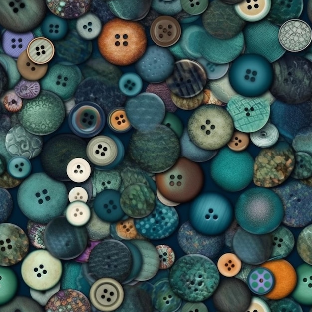 A collection of buttons are arranged in a pattern.