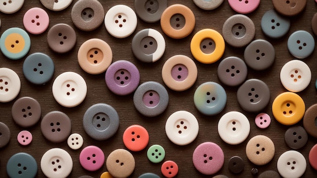 A collection of buttons on a table