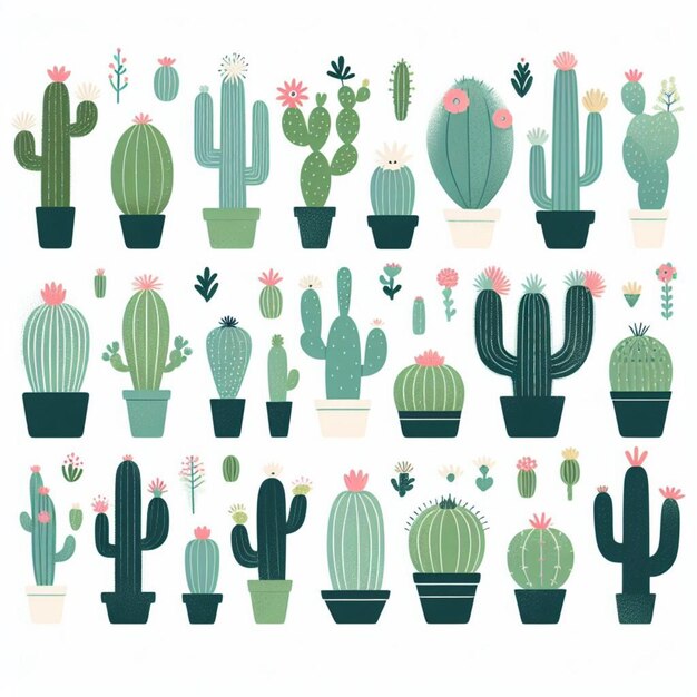 Photo a collection of cactus and cactus illustrations including the word quot cactus quot