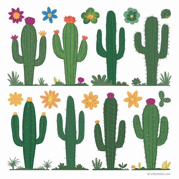 Photo a collection of cactus and flowers including one that has the word quot wild quot on it