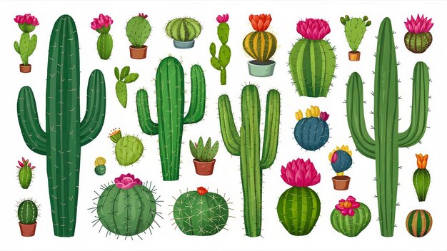 a collection of cactus and flowers including one that says quot cactus quot