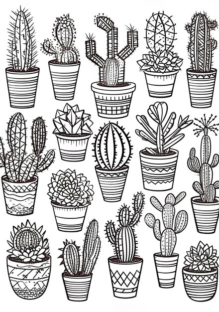 a collection of cactus pots with the words cactus and cactus.