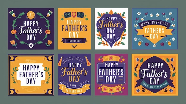 a collection of cards with a logo for dads day