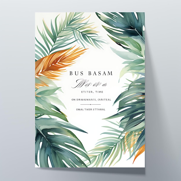 Collection Caribbean Palm Leaf Wedding Invitation Card Leaf Shape Textu illustration idea design