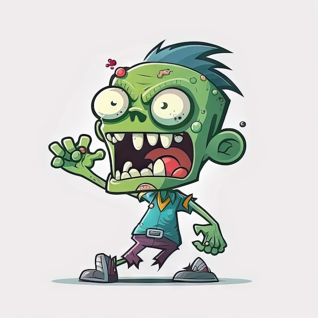 Collection of Cartoon characCartoon character of zombie white background