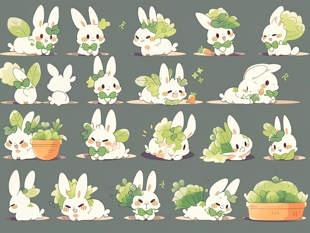 a collection of cartoon characters including bunny and rabbit
