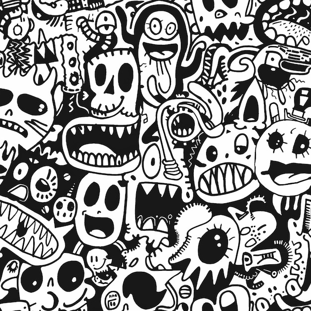 a collection of cartoon characters and the word quot monster quot on a black background