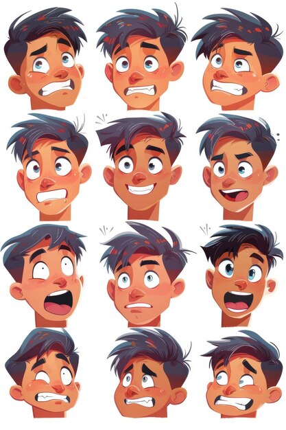 Collection of cartoon faces showing different emotions Suitable for graphic design projects