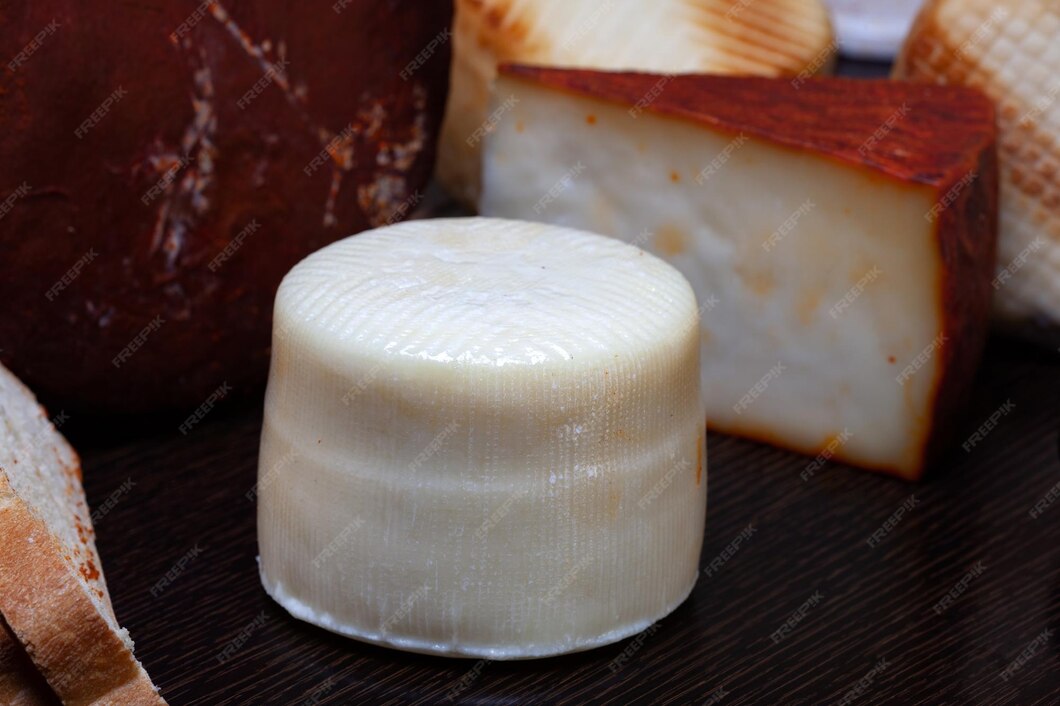 Premium Photo Collection of cheeses, variety of canarian cheeses made