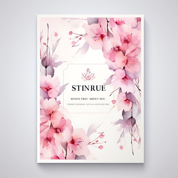 Collection Cherry Blossom Blessings Invitation Card Rectangular Shape R illustration idea design