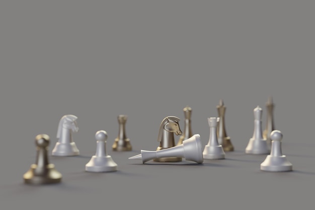 A collection of chess pieces with the word chess on the left.