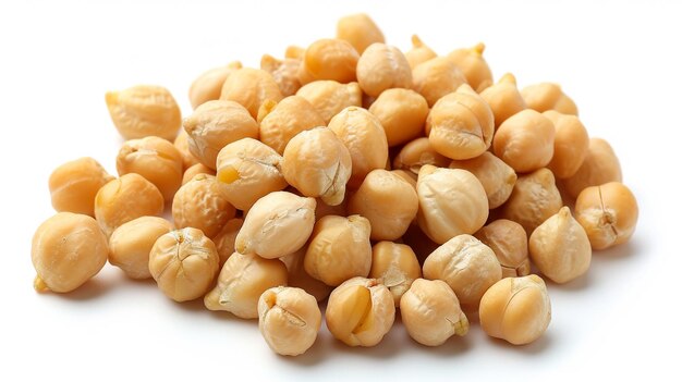 Photo a collection of chickpeas captured in a top view set against a white isolated background