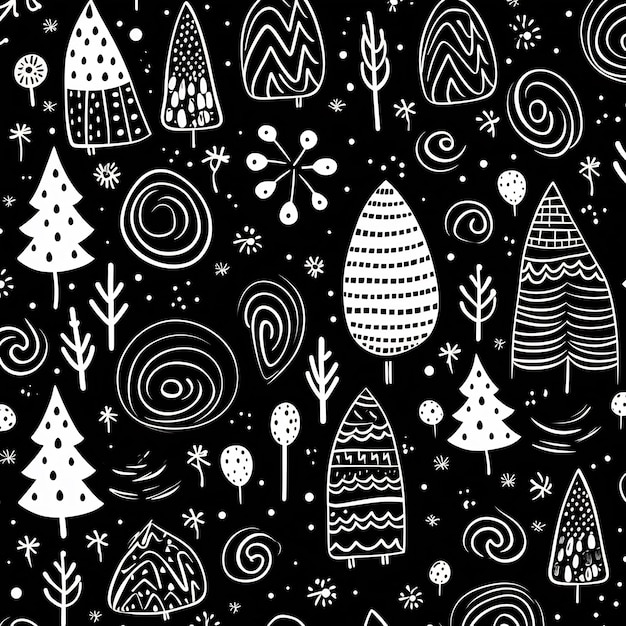A collection of christmas trees and snowflakes