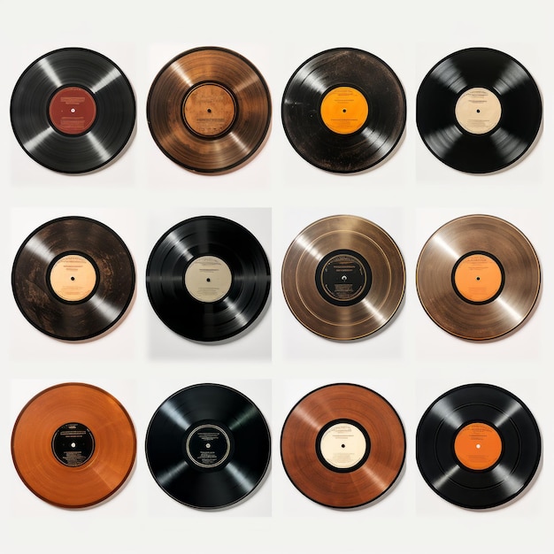 Коллекция классических виниловых пластинок в стиле ретро