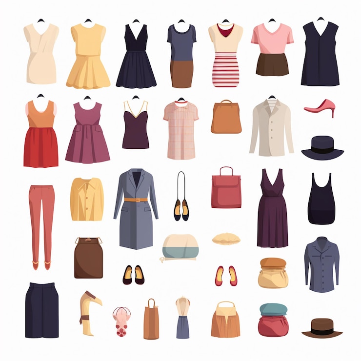 Photo a collection of clothes including one that says  fashion