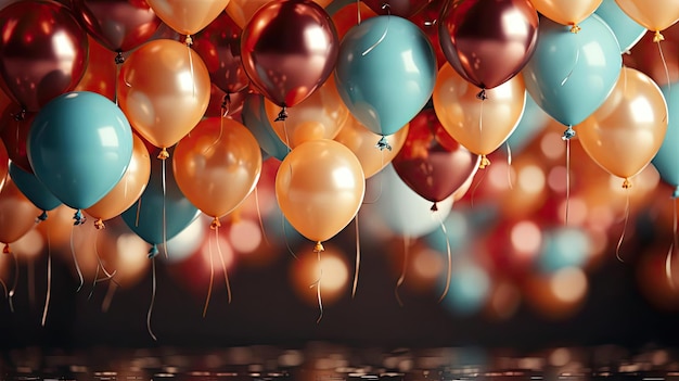 Photo collection of colorful balloons with a blurred background for celebration background