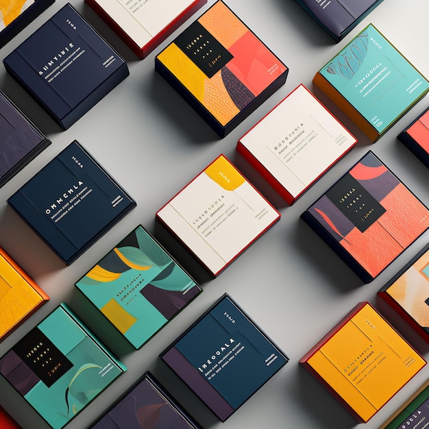 a collection of colorful boxes with the word " chic " on them.