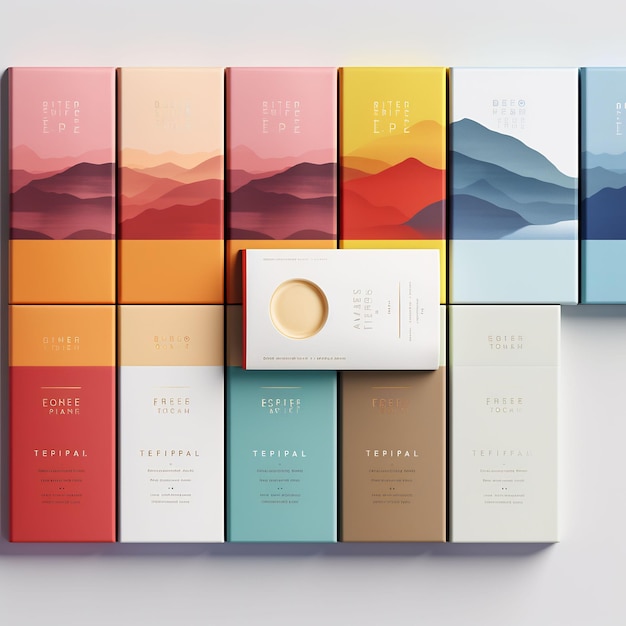 a collection of colorful boxes with the word " latte " on them.