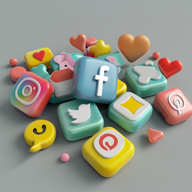 a collection of colorful and colorful icons including facebook facebook and social media