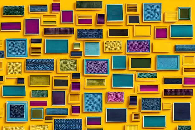 A collection of colorful computer screens with a yellow background.