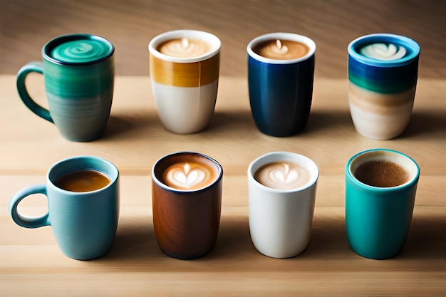 a collection of colorful cups with one that says " candle " on the bottom.