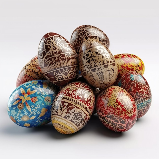 A collection of colorful decorated eggs