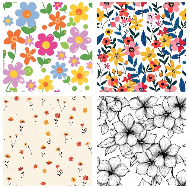 色とりどりの花と葉の集まり