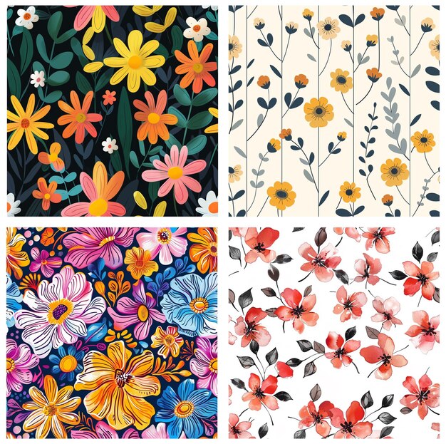 色とりどりの花と葉の集まり