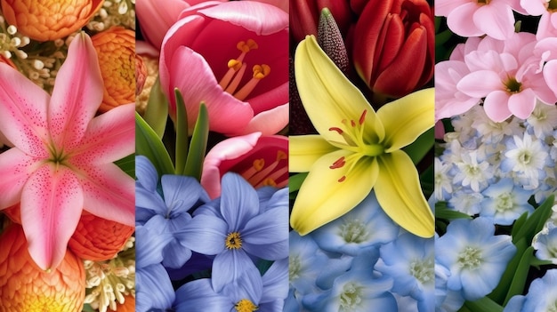 A collection of colorful garden flowers AI generated