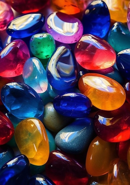 a collection of colorful glass marbles