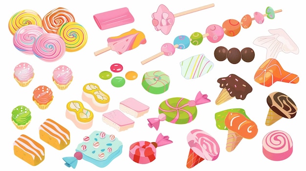 a collection of colorful ice creams and ice creams