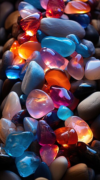 ガラスの宝石のコレクションから 色とりどりのライトのコレクション