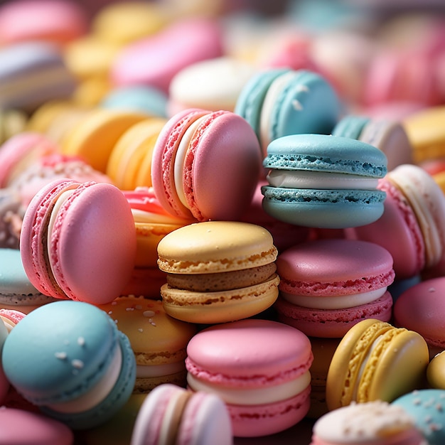 collection of colorful macaroon on table