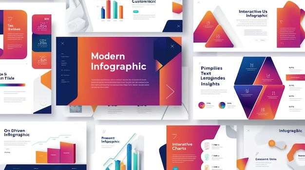 a collection of colorful posters including a design of a model