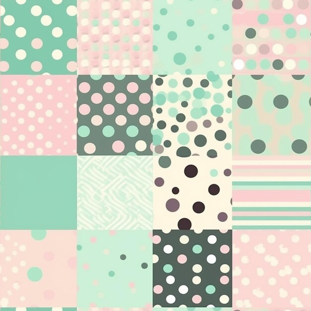 A collection of colorful squares with different patterns including one that says'teal '