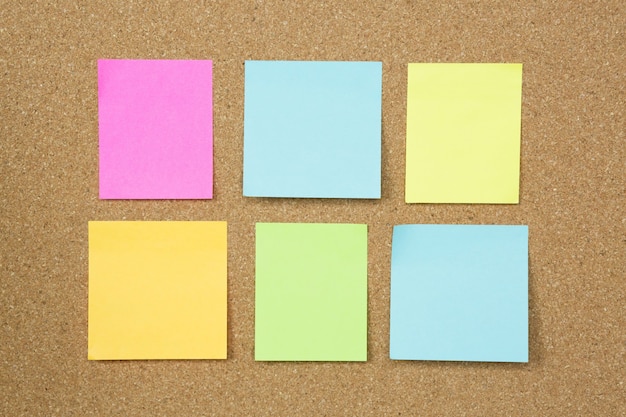 Collection of colorful variety post it. paper note reminder sticky notes pin paper blue