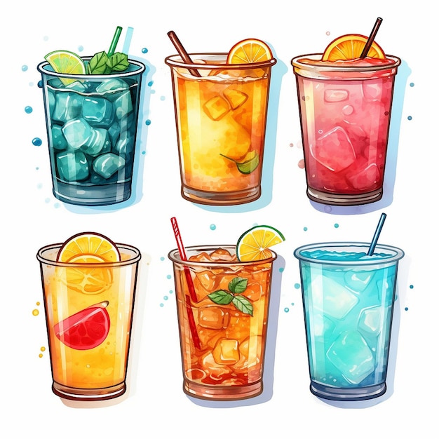 Collection of colourful drinks stickers