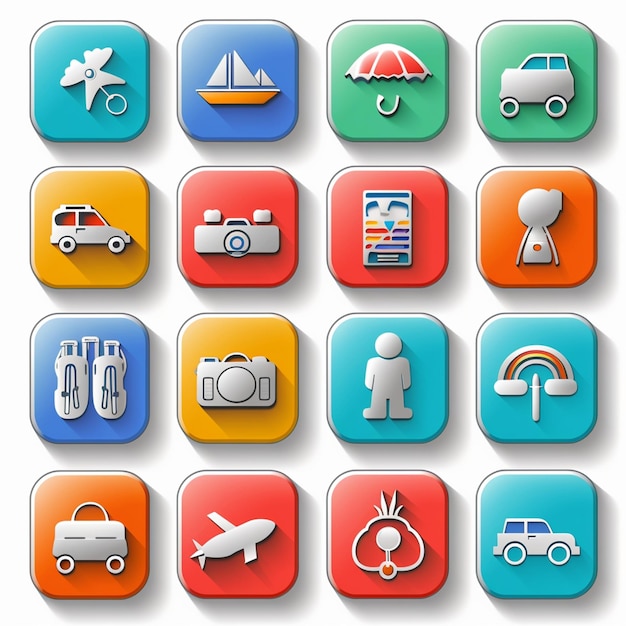 Photo a collection of computer icons including a boat and boat