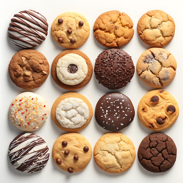 Photo collection of cookies on white background