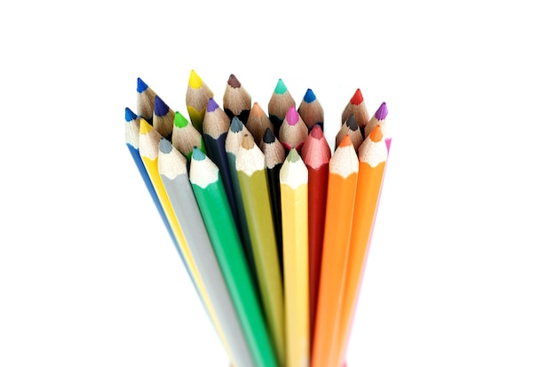 Collection of crayon de couleur for drawing at white background